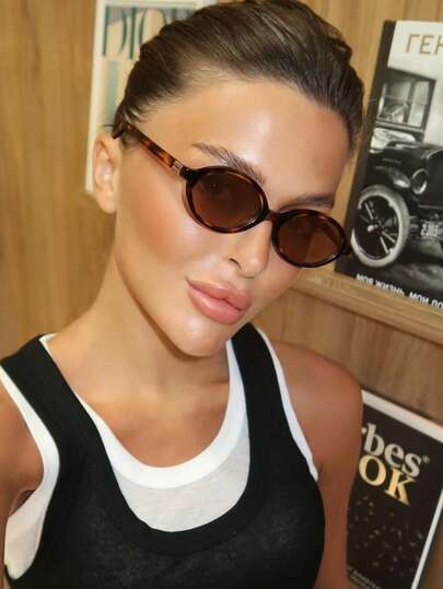 1 par ovala retro sköldpaddsmönster damer modeglasögon, lämpliga för alla årstider, kan matchas med kläder och accessoarer