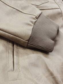 男士休闲连帽拉链长袖外套 - 卡其色 - 查看 5