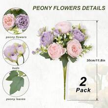 2/4/8/12 Packs Peonies Artificial Flowers, Mixed Pink Artificial Peonies, Silk Peonies Flowers Fake Peonies Artificial Flowers Peonies Bouquet For Centerpiece Table Wedding Party Home Decor - 紫丁香色 - 查看 14