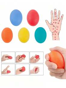 1Pc Silicone Hand Grip Ball Egg Gym Fitness Finger Heavy Exerciser Strength Gripper Trainer Finger Resistance Exercise Sports Fitness Yoga - Multicolor - View 1