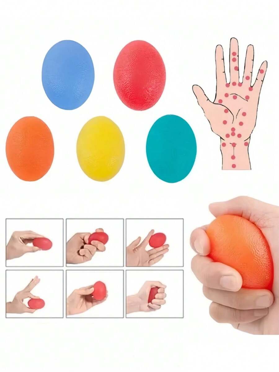 1Pc Silicone Hand Grip Ball Egg Gym Fitness Finger Heavy Exerciser Strength Gripper Trainer Finger Resistance Exercise Sports Fitness Yoga - Multicolor - View 1