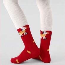 5 Pairs Children's Mid-Calf Red Holiday Socks, Autumn/Winter New Year Exclusive Long Tube Socks, Year Of The Horse Design - Multicolor - View 4