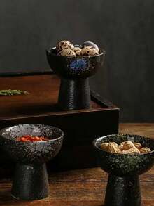 1pc White Star Dotted Ceramic Ice Cream Cup, Yogurt Cup, Japanese Ice Cream Ball Cup, Creative Dessert Baking Cake Bowl, Dessert Pedestal Dish - Multicolor - View 4