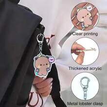 Bộ 2 móc khóa hình gấu Bubu Dudu dễ thương, móc khóa hình gấu và gấu trúc hoạt hình Kawaii bằng acrylic, phù hợp với ba lô nữ, chìa khóa xe hơi, quà tặng lý tưởng cho ngày Valentine. - Nhiều màu - Xem 10