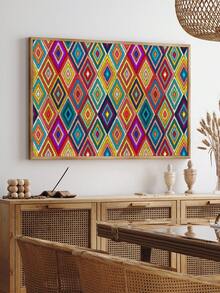 1卷 1米/3米/5米 复古黄红色菱形几何纹理艺术风格壁纸，适用于家居装修、房间装饰、橱柜翻新、浴室装饰，防水、防污、柔韧、易清洁，自粘乙烯基壁纸 - 彩色 - 查看 9