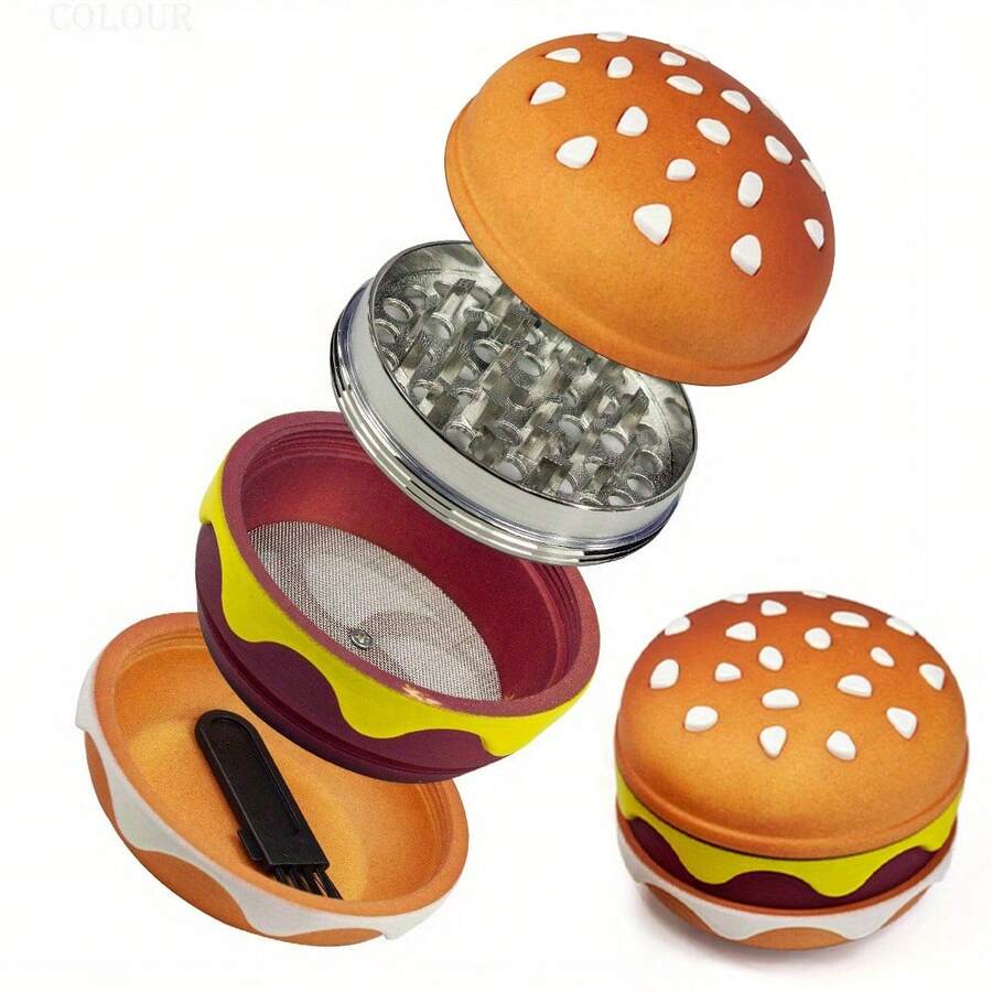 4-Layer Metal Burger Spice Grinder, Creative And Cute Hamburger Manual Vanilla Grinder, Suitable For Daily Use In The Kitchen, Creative Christmas & Anniversary Gift For Boyfriend And Girlfriend - Multicolor - View 1