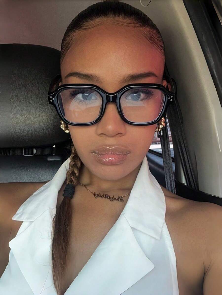 1 Pair Women's Leopard Print Bohemian Style PC (Polycarbonate) Square Oversized Transparent Glasses, Suitable For All Seasons, Everyday Wear, Transparent Glasses Accessory, Women's Exclusive - 黑色 - 查看 1