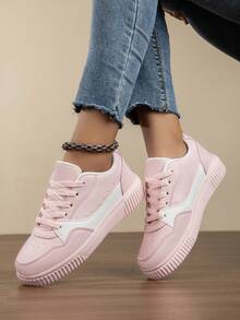 女士休闲低帮运动鞋，舒适、时尚、透气、软底、轻便，适合日常穿着和滑板。 - 粉色 - 查看 13