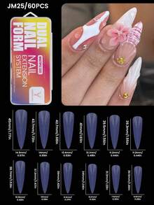 YOKEFELLOW 60/75/302片装彩色双头美甲模具，适用于延长胶，12/15种尺寸，棺材形、杏仁形、水蓝色、椭圆形、俄罗斯杏仁形，适用于DIY美甲延长，美甲用品，适合在家美甲沙龙进行美甲设计。 - 彩色 - 查看 11