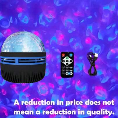 LED 螺旋极光波投影仪 - USB 供电，明亮的多色星月灯光效果，适合卧室、生日派对和情人节礼物