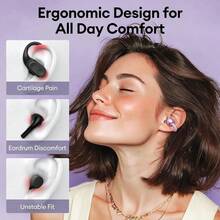 M100 Clip-On Audio Visual Touch Headset - Wireless 6.0, Dual Purpose Music & Talk, Smart Sport Model With Decorative Earring, Available In Multiple Colors - 紫色 - 查看 3