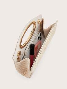 AIBBYDAR New Fashion Woven Handbag For Women, Versatile For Holiday, Beach, Business Commute, Casual, Minimalist, Beach, Vacation Essential - Màu be - Xem 6