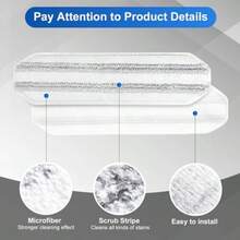 Almohadillas de repuesto para el sistema de trapeador plano Ocedar H2prO, paquete de 2 cabezales de trapeador de microfibra de repuesto para O-Cedar H2pro Flat Mop, con fibras de PP de alta fricción añadidas, recambios de trapeador lavables - Paquete de 2 almohadillas para fregona planas - Ver 3