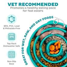 Large Slow Feeder Bowl Puzzle Maze For Fast Eaters Medium To Large Dogs Helps Prevent Bloat And Aid Digestion Holds 4 Cups Wet Or Dry  N-Slip Made Without  Blue - Màu xanh lam - Xem 3