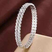 1pc Unique Double Rope Design Zirconia Inlaid Women Fashion Bracelet - Multicolor - View 2