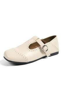 Women's Casual Versatile Shoes, New Design Round Toe Soft & Comfortable Slip-On Shoes With Strap Decor, Suitable For Commuting And Daily Wear - Beige - View 7