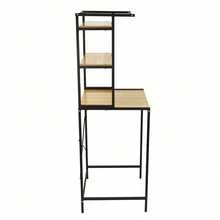 3 Single-Tier Washer And Dryer Storage Rack MDF, Iron, Rubber Black+ Log Modern Rectangular Load-Bearing Capacity: 22lbs For Bathrooms, Laundry Rooms, Balconies, Porches, Living Rooms - Black+ Log - View 4