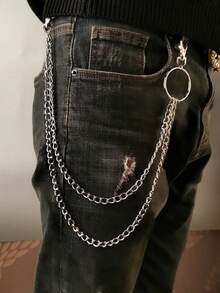 1pc Multi-Layer Metal Body Chain, Gothic Punk Y2K Style Accessory For Men, Suitable For School, Halloween And Other Occasions - Multicolor - View 3