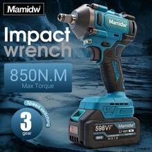 850N.M High Torque Cordless Electric Wrench/Screwdriver, Brushless Impact Wrench, Multi-Functional Woodworking Household DIY Auto Repair Tool, Compatible With Makita 18V Battery, Battery Not Included - Black - View 1