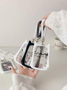 Thick Anti-Fall Cat Silicone Acrylic Photo Card Holder Keychain Student ID Card Campus Card Protective Case Back To School Supplies - Color - View 2