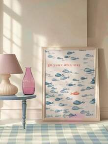 لوحة قماشية لوحة فنية لسمكة شراعية بعنوان "اذهب بطريقتك الخاصة"، بدون إطار، لديكور الحائط، مناسبة لديكور الحمام والغرفة والمنزل والمطبخ والمكتب - هدية مثالية للأصدقاء والعائلة، عيد الحب، رأس السنة، منزل جديد - بدون إطار - ازرق وابيض - مشاهدة 8