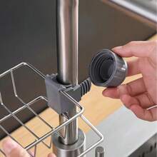 1pc Stainless Steel Faucet Organizer, Sponge & Drain Holder, Dish Cloth Rack, Storage Shelf For Kitchen Sink, Bathroom, Living Room, Home Organization, Kitchen Cleaning Tool Storage Rack, Countertop Sink Sponge Soap Dish Drainer