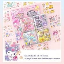 SANRIO 100张可爱卡通贴纸套装，图案不重复，DIY贴纸，多种风格，装饰填充物，生日礼物，儿童节礼物，水瓶贴纸，手机壳贴纸，笔记本贴纸，手账贴纸/自行车装饰贴纸 - 彩色 - 查看 4