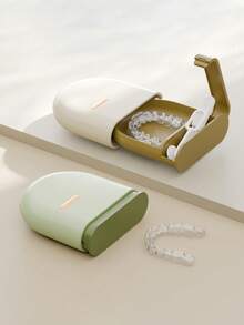 1pc Portable Dental Retainer Storage Box, Denture And Children's Orthodontic Appliance Container - Multicolor - View 1