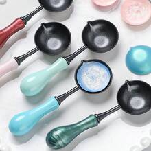 1pc Wax Melting Spoon With Plastic Handle, Non-Stick Wax Sealing Spoon, Easy To Clean Stamp Accessory, Craft Supplies - Multicolor - View 7