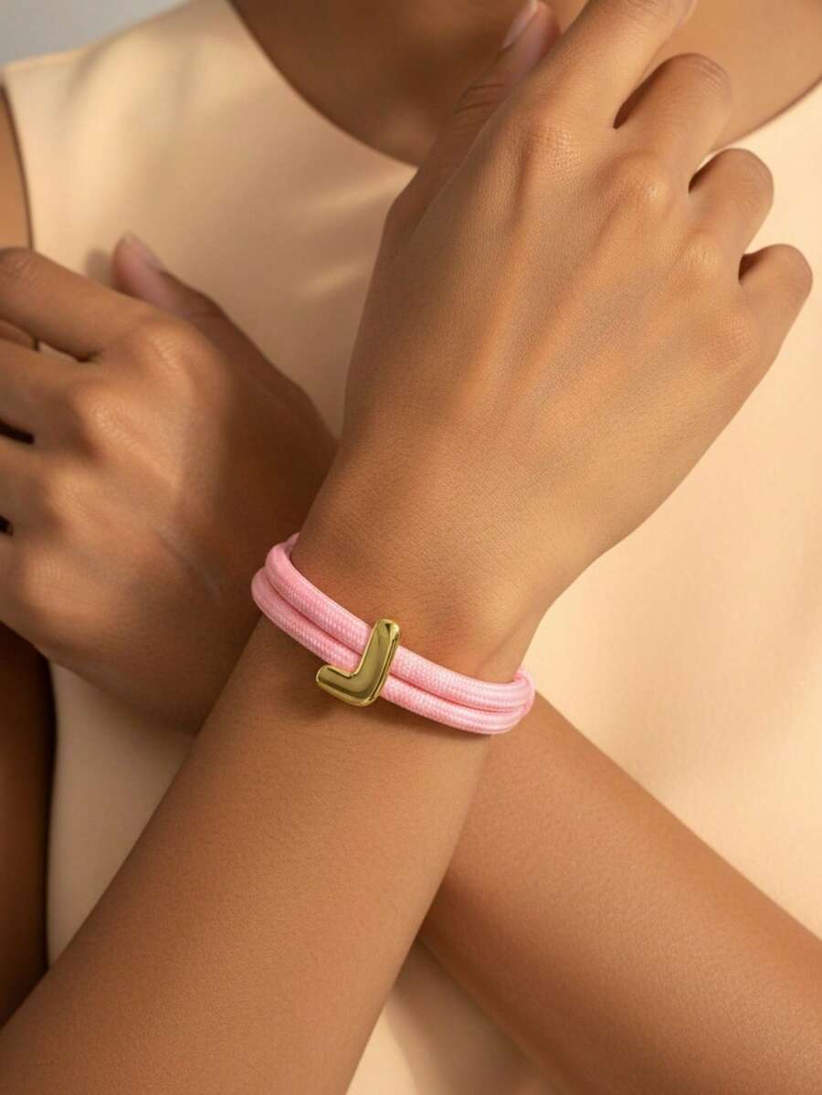MECYLIFE 1 pieza Pulsera hecha a mano de cuerda colorida de dopamina con 26 letras, adecuada para hombres y mujeres
