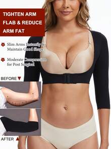 Upper Arm Slimmer For Women Shaping Arm Compression Sleeves Shapewear Underbust Tops Tighten Flabby Arms Vest Arm Slimming Shaping Breast Lift Up Bust Push Up Long Sleeve - 黑色 - 查看 3
