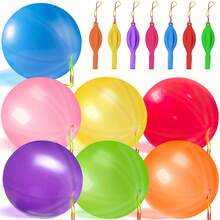 12pcs/Set 6g Neon Light Punch Balloons With Rubber Band Handles, Heavy Duty Balloons For Children's Birthday Decoration, Party, Outdoor Toys, Birthday Gifts - Multicolor - View 1