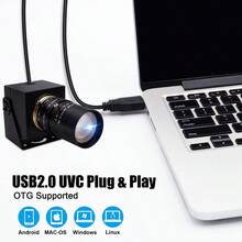 Cmara web USB 1080P con teleobjetivo de 5 a 50 mm, cmara de computadora Full HD de 100 fps 60 fps 30 fps para Windows  Linux Android - Cmara1080Pconlentede - Ver 4