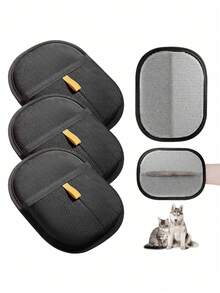 3只装宠物毛发清洁手套，猫毛清洁器，猫毛去除工具，猫咪美容手套，毛发去除刷，绒毛去除器，双面狗毛刷，静电宠物毛发去除手套，双向刷毛设计，可水洗重复使用，适用于家具、床单、汽车座椅等。