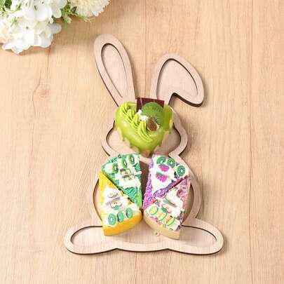 复活节兔子胡萝卜托盘 - 茶具托盘 - 木质托盘 - 下午茶餐具 - 派对氛围装饰 - 水果餐盘 - 适用于复活节、家庭下午茶和食物托盘