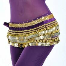 1件装女士爵士舞/肚皮舞腰链腰带，舞蹈服装腰链裙，异域风情硬币流苏腰带 - 多色 - 查看 8