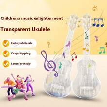 21-Inch Transparent Plastic Ukulele Four-String Small Guitar,Beginner Musical Instrument,New Year's And Valentine's Day Gifts - 透明的 - 查看 2