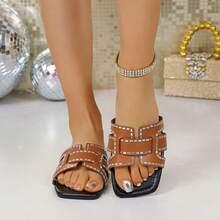 Summer New Fashion Versatile Chic Slip-On Retro Beach Sandals, Comfortable Flat Slippers, H-Shaped Holiday Shoes - Brown - View 13