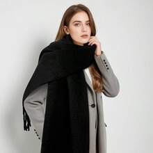 Winter Scarf For Women - Mohair Winter Scarf, Soft Scarves For Women/Men, Soft Chunky Scarfs - màu đen - Xem 7