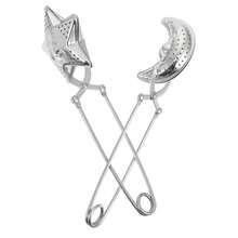 不锈钢茶漏套装，创意月亮星形茶漏，小孔设计，适用于杯子和茶壶冲泡散装茶叶 - 銀色 - 查看 1