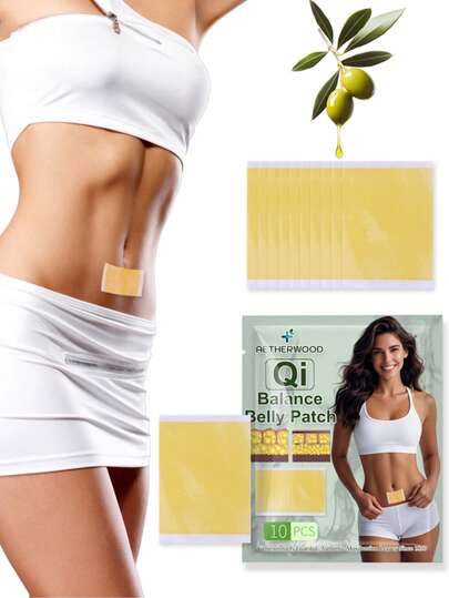 10pcs Yellow Herbal Navel Stickers, Adhesive Herbal Body Energy Enhancing Patches, For Women Only