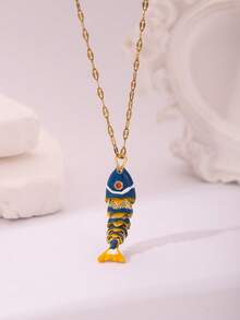 时尚流行的锦鲤吊坠项链，铜质微镶嵌锆石水滴项链，适合女性日常聚会、送礼和搭配服装。 - 錦鯉 - 查看 10