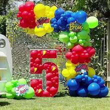 Carnival Circus Balloons Garland Arch Kit,133pcs Red Blue Yellow Rainbow Multicolor With Confetti Balloons For Carnival Theme Birthday Party Decorations - 彩色 - 查看 7