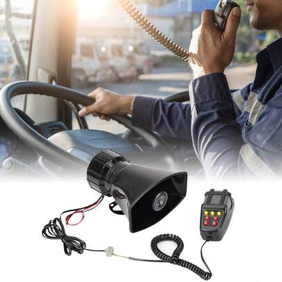 Tone Sound Loud Car Siren Vehicle Horn Hooter/Ambulance/Siren/Traffic Sound With Black Remote Controller 12V 100W (1PC Remote Controller)