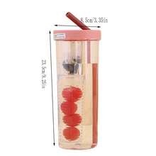 便携式花朵茶杯，带茶叶隔层、干湿分离功能、水果柠檬滤吸管杯，学生及户外运动塑料水瓶 - 彩色 - 查看 5