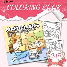 GDTME Libro para colorear de 24 páginas sobre la vida diaria de las niñas, la vida independiente de las mujeres, la vida hogareña acogedora, colorear relajante, un gran regalo para el Día de San Valentín, el regreso a la escuela, el Día de la Mujer, artículos de papelería, suministros de oficina - Multicolor - Ver 10