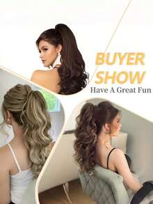 20英寸爪夹假发，长卷马尾，爪夹大波浪马尾，合成渐变色马尾，蓬松高卷马尾，适合女性参加派对、节日礼物、音乐节、派对配饰，也适合日常佩戴、沙龙使用、角色扮演、婚礼、Y2K、洛丽塔、JK风格，适合细软发质，适合初学者和所有肤色，新年和情人节礼物，发饰 - 彩色 - 查看 4