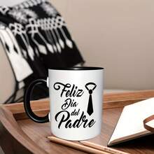 Feliz Dia Del Padre Mug - Spanish Father'S Day Gift For Dad, Grandpa, Husband - 11oz Ceramic Coffee Cup With Black Handle, White Mug For Birthdays, Christmas, Any Occasion - Durable & Stylish Design, Father'S Day Gift Mug| Elegant Mug Design| Durable Ceramic Mug, Coffee Mug - 黑色的- - 查看 7