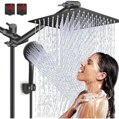 Cabezales de ducha para baño, Combo de lluvia de alta presión de cabezal de ducha, Ajustable, Cabezal de ducha ahorrador de agua con modos de pulverización, con brazo extensible y ganchos, para baño, hotel