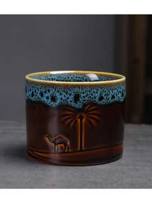 1个中东陶瓷反应釉沙漠骆驼咖啡杯，家用水杯，马克杯，个人杯，早餐杯，毕业派对杯，生日节日礼物 - 彩色 - 查看 16